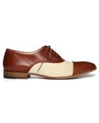 Richelieus en Cuir et Toile Marlone beige/camel