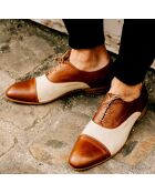 Richelieus en Cuir et Toile Marlone beige/camel