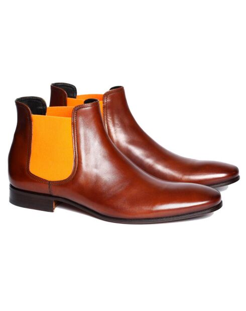 Chelsea boots en Cuir Phantom cognac