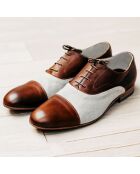 Richelieus en Cuir et Toile Marlone beige/camel