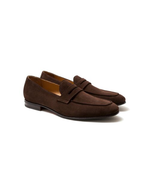 Mocassins en cuir velours Locarno Soft marron foncé