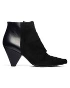 Boots en Cuir et Velours de Cuir Jim noires - Talon 8 cm