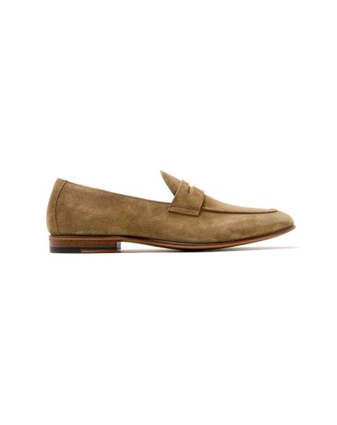 Mocassins en cuir velours Palerme brun noisette