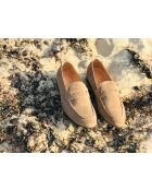 Mocassins en cuir velours Palerme brun noisette