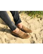 Mocassins en cuir velours Palerme brun noisette