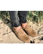 Mocassins en cuir velours Palerme brun noisette