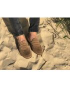 Mocassins en cuir velours Palerme brun noisette