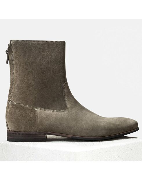 Boots en Velours de Cuir Heidi grises