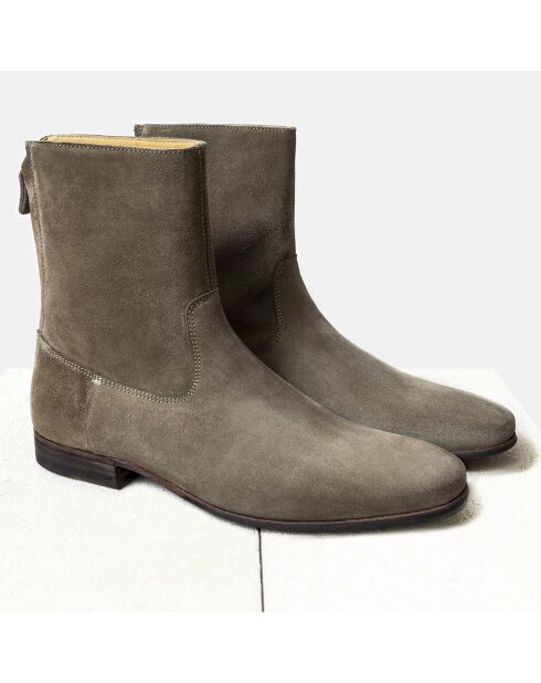 Boots en Velours de Cuir Heidi grises