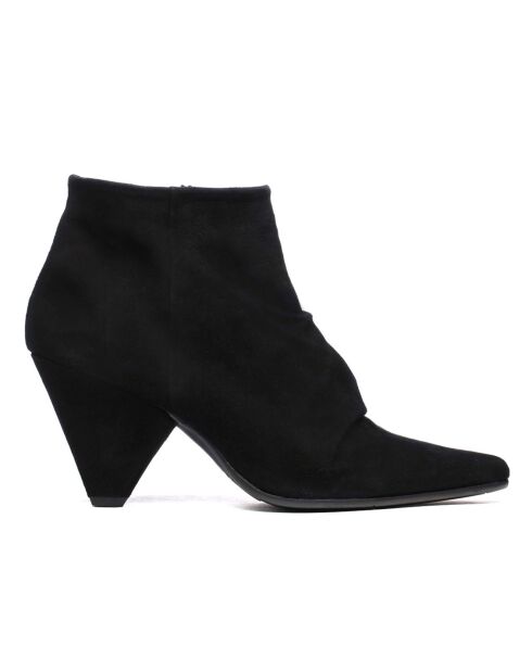 Boots en Velours de Cuir Jim noires - Talon 8 cm