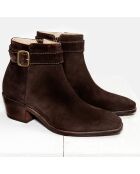 Bottines en Velours de Cuir Chiara marron foncé