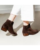 Bottines en Velours de Cuir Chiara marron foncé