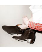 Bottines en Velours de Cuir Chiara marron foncé