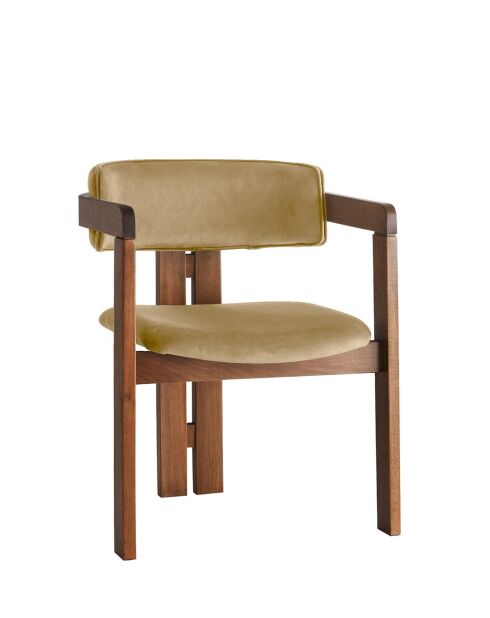 Stoel CO walnoot lichttaupe - l. 58 cm x H. 76 cm x D. 49 cm