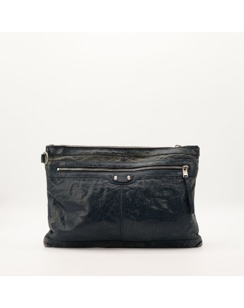 Pochette en cuir City bleu marine - 38 x 25 x 2 cm