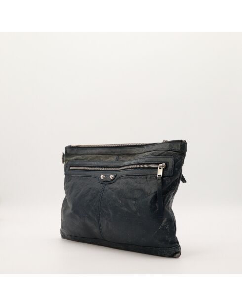 Pochette en cuir City bleu marine - 38 x 25 x 2 cm