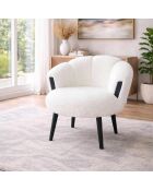 Elegante sillón de madera natural de color caqui, 55 cm de largo x 60 cm de alto x 55 cm de profundidad