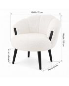Elegante sillón de madera natural de color caqui, 55 cm de largo x 60 cm de alto x 55 cm de profundidad