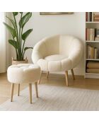 Set de sillón y reposapiés de 2 piezas color crema Lida