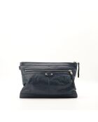 Pochette en cuir bleu marine - 24 x 18 x 3 cm