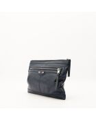 Pochette en cuir bleu marine - 24 x 18 x 3 cm