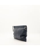 Pochette en cuir bleu marine - 24 x 18 x 3 cm