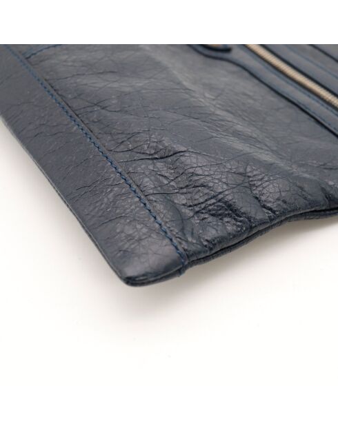 Pochette en cuir bleu marine - 24 x 18 x 3 cm