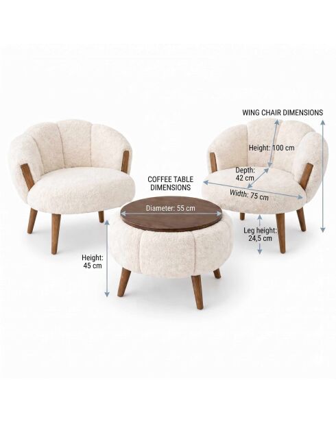 Sillón White Star, 72 cm de ancho x 102 cm de alto x 65 cm de profundidad