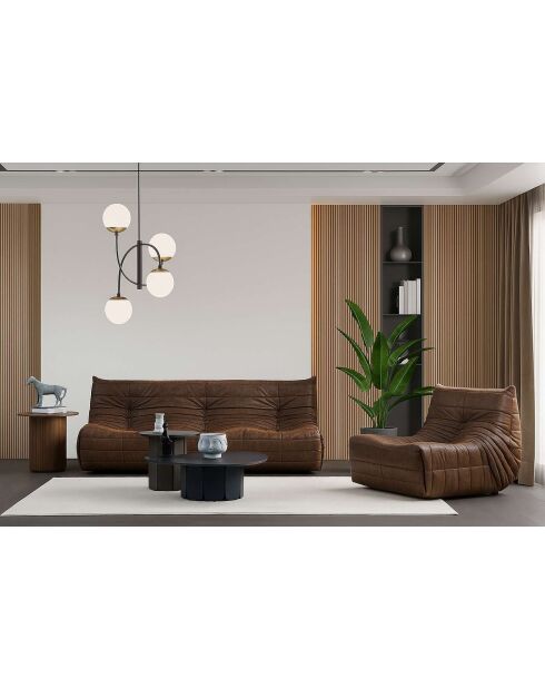 Sillón marrón Bocek, 90 cm de largo x 100 cm de ancho x 80 cm de alto