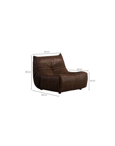 Sillón marrón Bocek, 90 cm de largo x 100 cm de ancho x 80 cm de alto