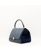 Sac en cuir Trapèze Crocodile bleu marine - 46 x 20 x 15 cm