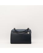 Sac en cuir Trapèze Crocodile bleu marine - 46 x 20 x 15 cm