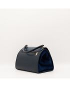 Sac en cuir Trapèze Crocodile bleu marine - 46 x 20 x 15 cm