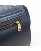 Sac en cuir Trapèze Crocodile bleu marine - 46 x 20 x 15 cm