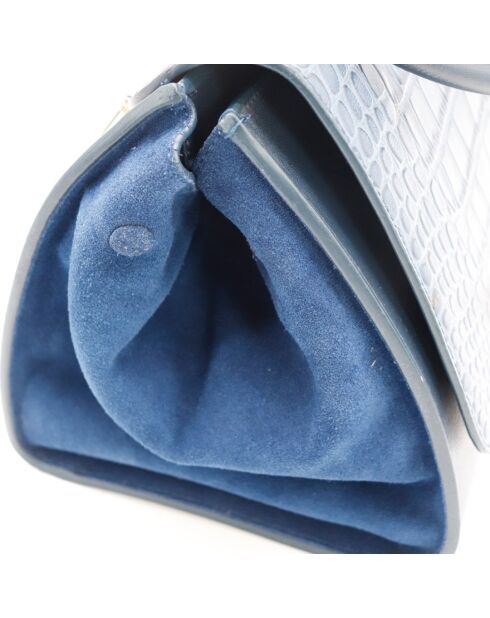 Sac en cuir Trapèze Crocodile bleu marine - 46 x 20 x 15 cm
