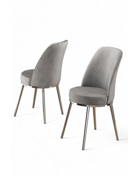 Set van 2 grijze chromen stoelen Pefa - L.45 cm x H. 91 cm x D. 42 cm