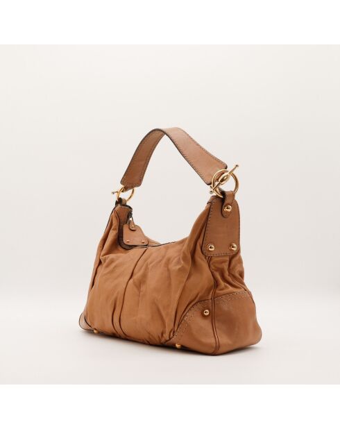 Sac en cuir Hobo Jockey camel - 46 x 25 x 13 cm