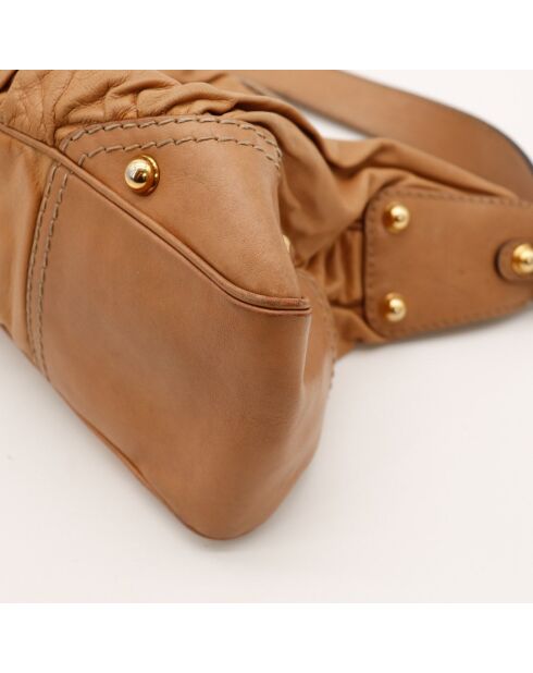 Sac en cuir Hobo Jockey camel - 46 x 25 x 13 cm