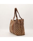 Tote bag Bambou marron - 36 x 28 x 14 cm