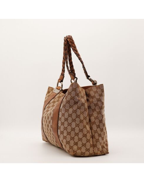 Tote bag Bambou marron - 36 x 28 x 14 cm