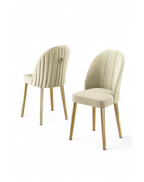 Set van 4 stoelen Mara crème goud - L.45 cm x H. 91 cm x D. 42 cm