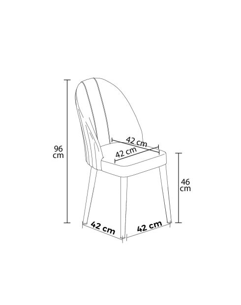 Set van 4 stoelen Mara crème goud - L.45 cm x H. 91 cm x D. 42 cm