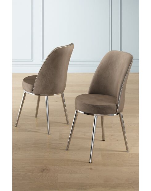 Set van 2 Pefa Cappuccino Chrome-stoelen - l.45 cm x H. 91 cm x D. 42 cm