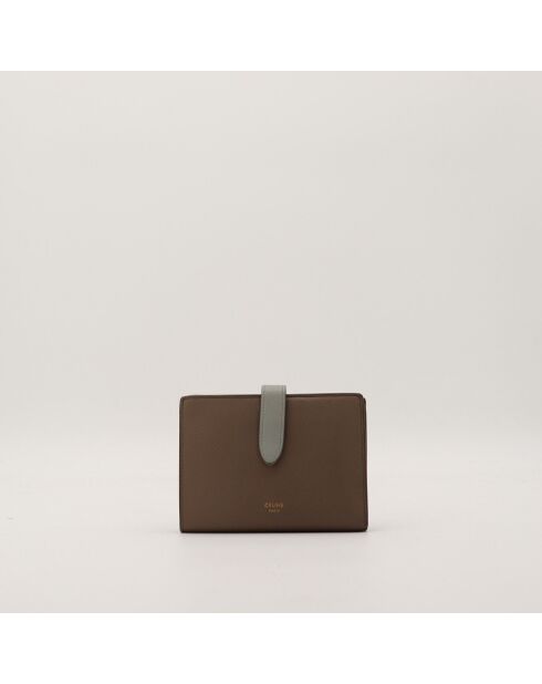 Portefeuille en cuir bicolore - 10 x 14 x 2 cm