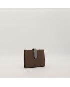 Portefeuille en cuir bicolore - 10 x 14 x 2 cm
