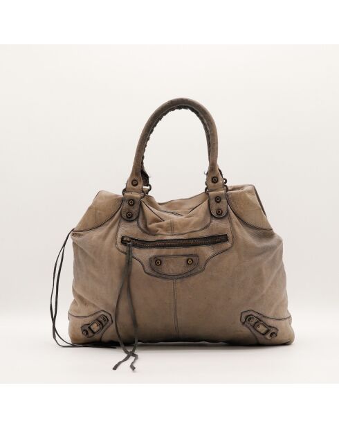 Sac en cuir City Velo taupe - 33 x 27 x 18 cm