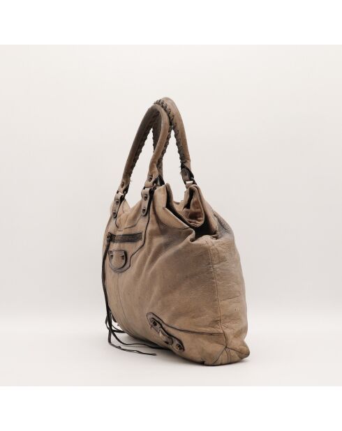 Sac en cuir City Velo taupe - 33 x 27 x 18 cm