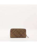 Portefeuille en cuir Intrecciato taupe - 19 x 11 x 3 cm
