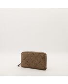 Portefeuille en cuir Intrecciato taupe - 19 x 11 x 3 cm