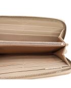 Portefeuille en cuir Intrecciato taupe - 19 x 11 x 3 cm